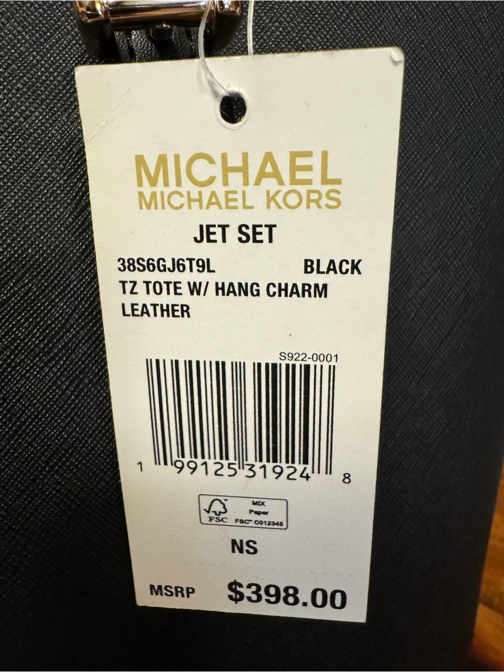 Michael Kors Black Saffiano Leather Jet Set Tote with Gold Hardware